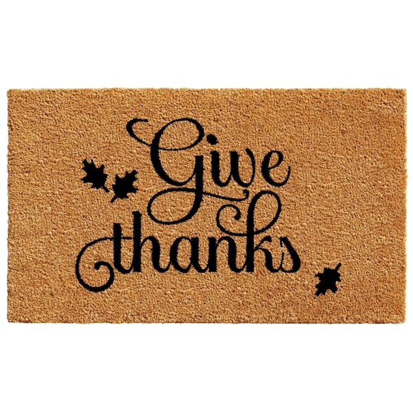 Configuracion 17 x 29 in. Give Thanks Rectangular Doormat Natural & Black CO3357261 - main